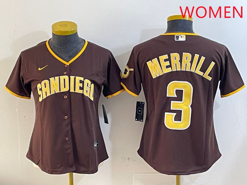 Women San Diego Padres 3 Merrill Brown Game 2025 Nike MLB Jersey style 9
